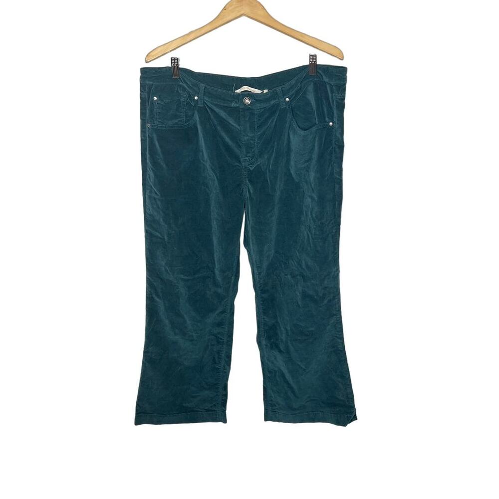 SOFT SURROUNDINGS Women's PLUS 18 Petite Velvet Pant Jean Teal Green Boot Flare